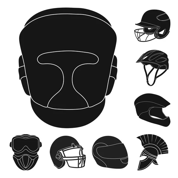 Illustrazione vettoriale del casco e segno sportivo. Collezione di casco e moto stock illustrazione vettoriale . — Vettoriale Stock