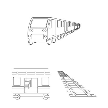 Demiryolu tasarımı vektör ve işareti tren. Hisse senedi için demiryolu ve yol vektör simge kümesi.