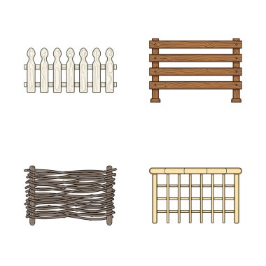 Kapı ve çit logo vektör Illustration. Kapı ve duvar hisse senedi vektör çizim seti.