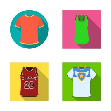 Giysi izole nesne ve sembol giymek. Dizi kıyafetleri ve web için kısa hisse senedi simgesi.