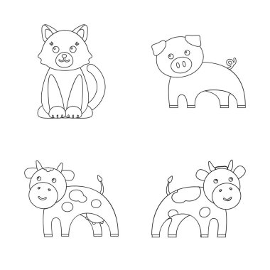 Hayvan ve habitat logo yalıtılmış nesne. Hayvan ve çiftlik hisse senedi vektör çizim topluluğu.