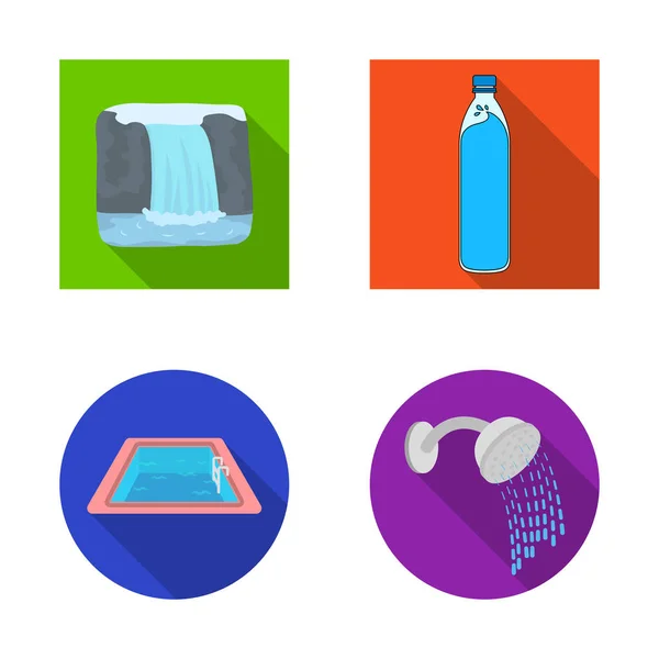 Ilustração vetorial de água e ícone de gota. Coleção de água e símbolo de estoque de respingo para web . —  Vetores de Stock