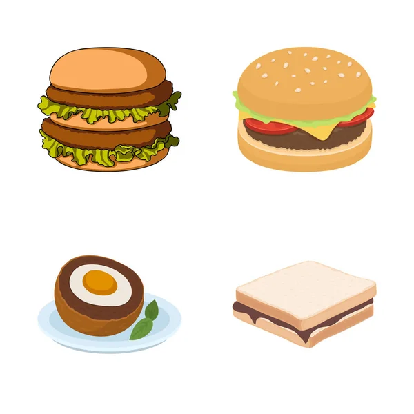 Isolated object of sandwich and wrap symbol. Set of sandwich and lunch vector icon for stock. — Stock Vector