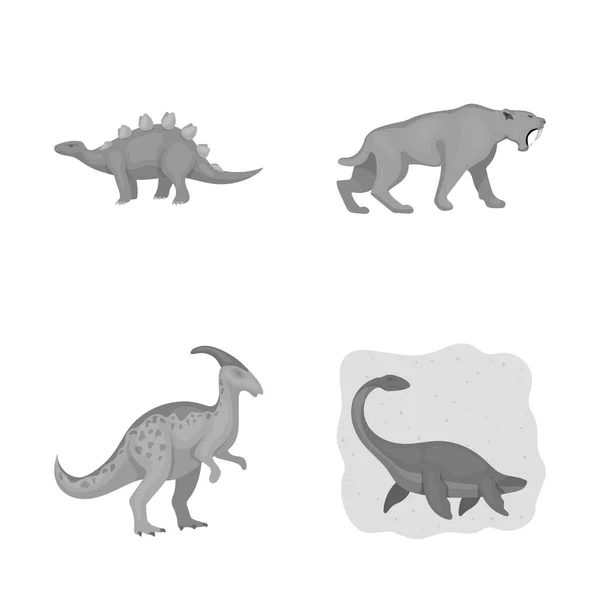Vector design állat és karakter szimbólum. Állat és ősi vektoros ikon készletek gyűjteménye. — Stock Vector