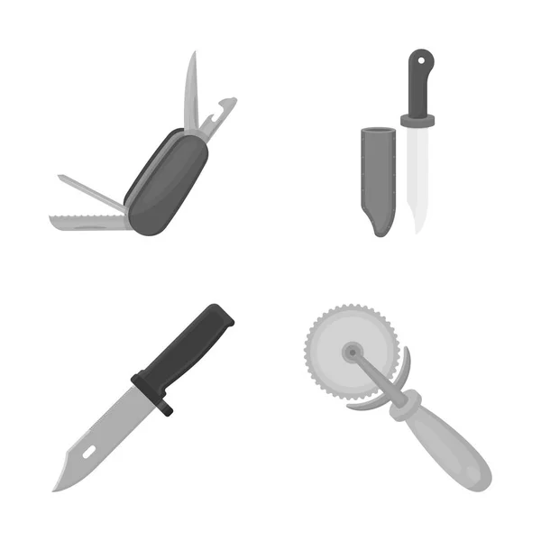 Vektor-Design von Messer und Schnittschild. Set Messer und Flachstock-Vektor-Illustration. — Stockvektor