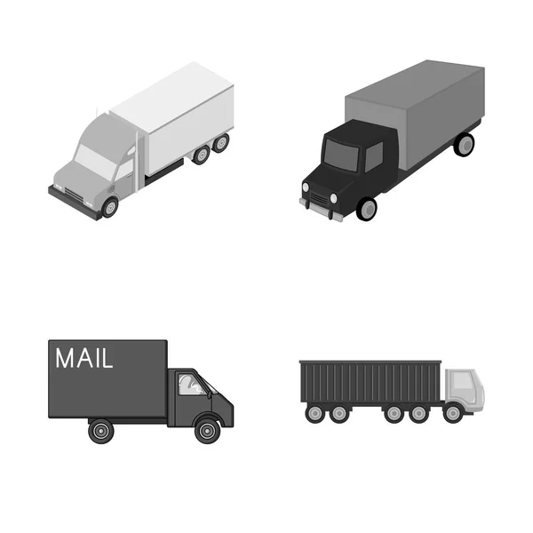 Isoliertes Objekt von LKW und Versand-Symbol. Set von LKW und Container Vektor Icon für Lager. — Stockvektor
