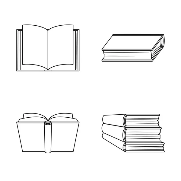 Vectorillustratie van bibliotheek en leerboek symbool. Collectie van de bibliotheek en school aandelensymbool voor web. — Stockvector