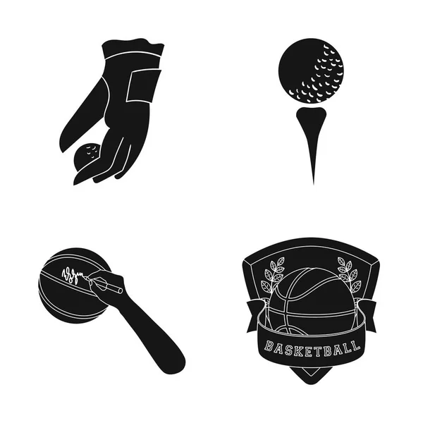 Vektor-Illustration von Ball und Fußballsymbol. Set von Ball und Basketballstock Symbol für Web. — Stockvektor