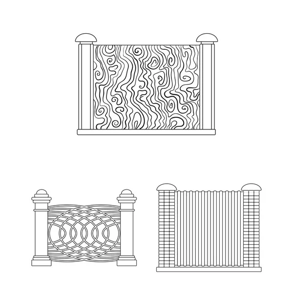 Ilustração vetorial do logotipo do portão e da cerca. Coleção de portão e símbolo de estoque de parede para web . — Vetor de Stock