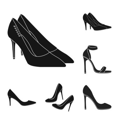 Topuk ve yüksek işaret vektör tasarımı. Topuk ve stiletto hisse senedi simgesi için web topluluğu.