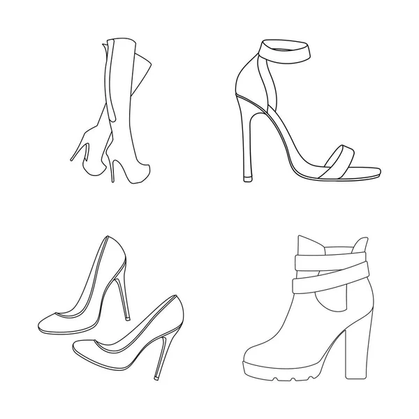 Isolated object of heel and high symbol. Collection of heel and stiletto stock vector illustration. — Stock Vector