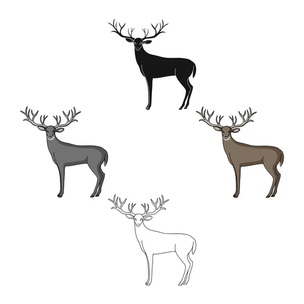 Ciervo con cuernos grandes.Animales icono único en el estilo de dibujos animados vector símbolo stock ilustración web . — Vector de stock