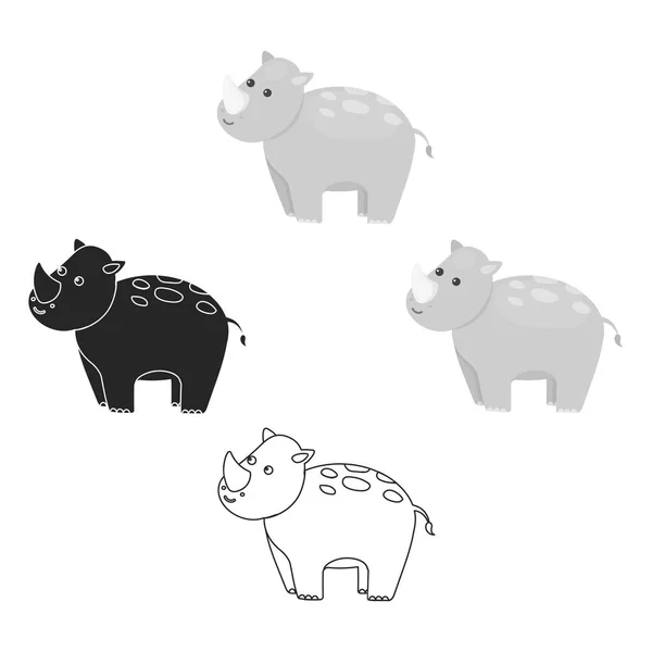 Nosorožce karikatura ikony. Připálit zvířat ikonu z velkých zvířat kreslený. — Stockový vektor