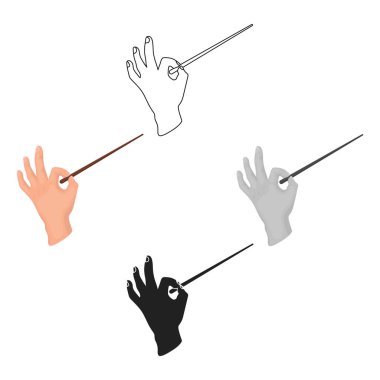 Şef orkestra simgesi beyaz arka plan üzerinde izole karikatür tarzı. Tiyatro sembol stok vektör çizim