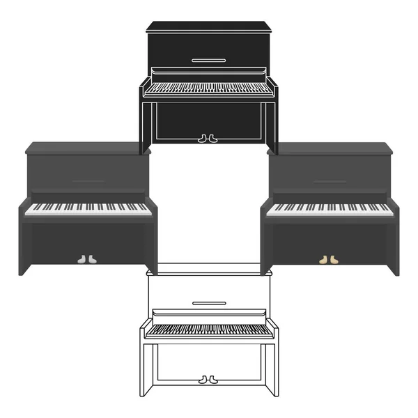 Beyaz arka plan üzerinde izole karikatür tarzı piyano simgesini. Müzik aletleri hisse senedi vektör çizim sembolü — Stok Vektör