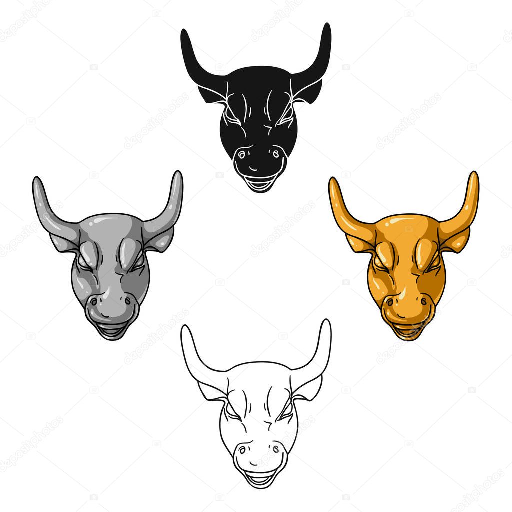 Golden Charging Bull icon in cartoon style isolated on white background. Money and finance symbol vector illustration.