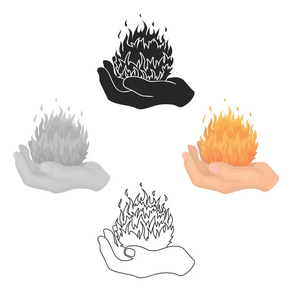 Icono de hechizo de fuego en estilo de dibujos animados aislado sobre fondo blanco. Ilustración de vector de stock de símbolo de magia en blanco y negro . — Archivo Imágenes Vectoriales