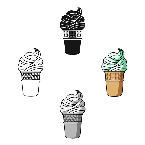 Diferentes iconos de dibujos animados de helados en la colección de conjuntos para el diseño. Postres y dulzura vector símbolo stock web ilustración . — Archivo Imágenes Vectoriales