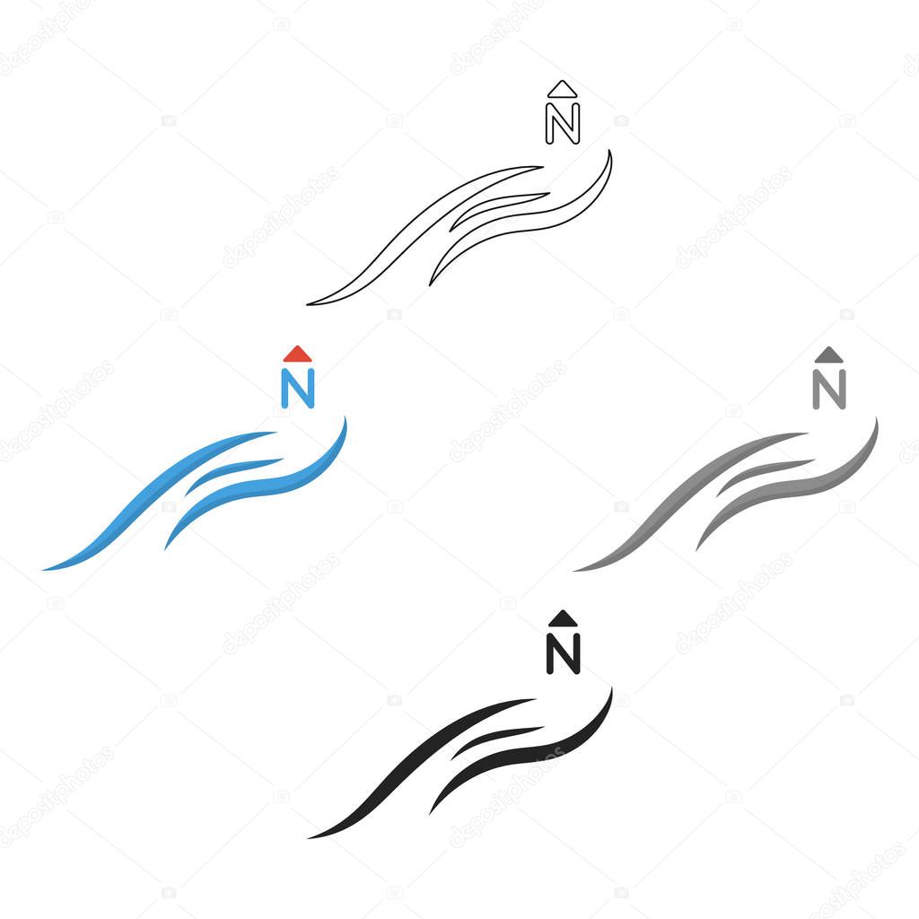 Northern wind icon in cartoon style isolated on white background. Weather symbol vector illustration.