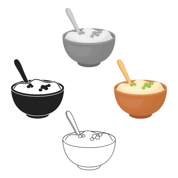 Icône de pommes de terre en purée dans le style dessin animé isolé sur fond blanc. Illustration vectorielle du symbole de la Journée canadienne de l'Action de grâce . — Image vectorielle