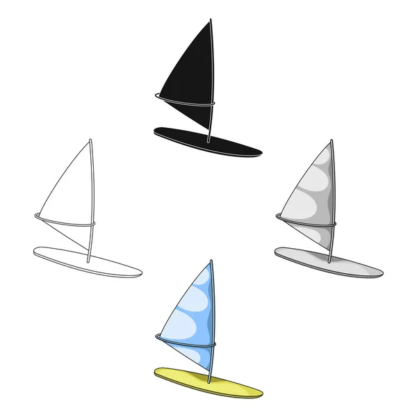 Surf con una vela.Extreme deporte único icono en el estilo de dibujos animados vector símbolo stock ilustración web . — Archivo Imágenes Vectoriales