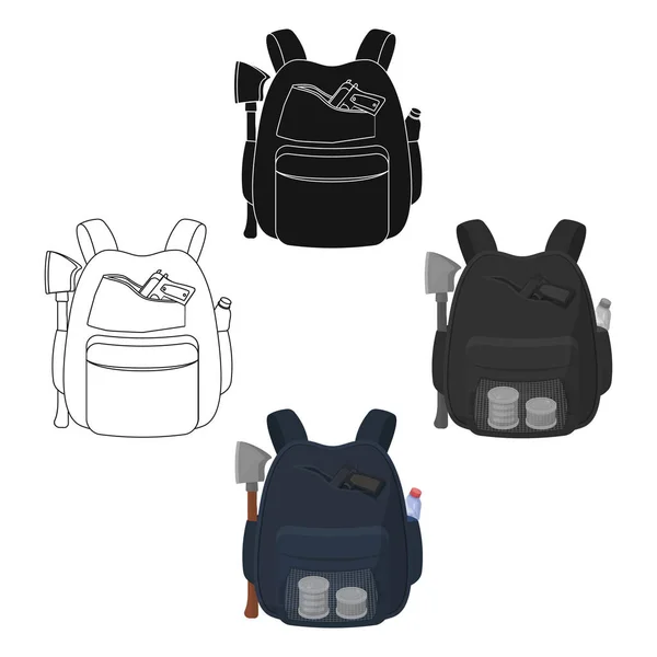 Rucksack, einzelnes symbol in cartoon style.backpack, vektorsymbol stock illustration web. — Stockvektor