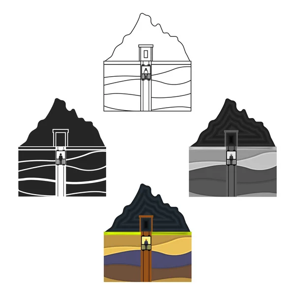 Icono del eje de la mina en estilo de dibujos animados aislados sobre fondo blanco. Mina símbolo stock vector ilustración . — Vector de stock