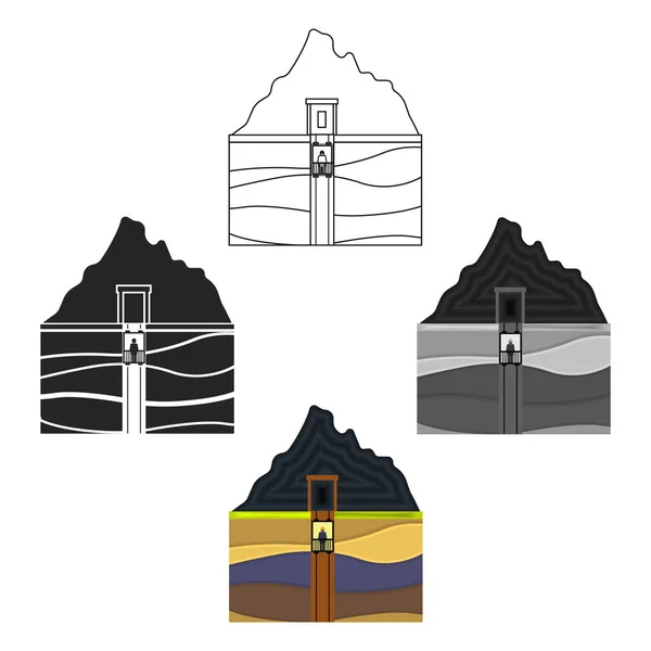 煤矿井筒中孤立的白色背景上的卡通风格的图标。我符号股票矢量图. — 图库矢量图片