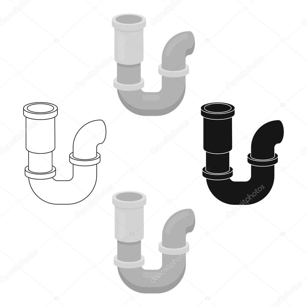 Plumbing trap icon in cartoon style isolated on white background. Plumbing symbol stock vector illustration.