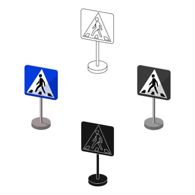 Bilgi yol işaretleri simgesi beyaz arka plan üzerinde izole karikatür tarzı. Yol işaretleri stok vektör çizim sembolü.