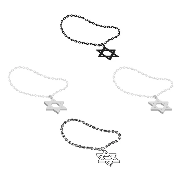Icône étoile de David en style dessin animé isolé sur fond blanc. Illustration vectorielle du symbole religieux . — Image vectorielle