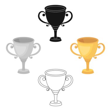 Gold Kupası birincilik için. Yarış yarışma ödülü kazanan. Tek çizgi film tarzı vektör simge stok çizim simgesini Ödülleri ve kupa.