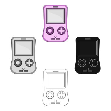 Çizgi film, siyah, anahat tarzı tasarım için oyun konsolu tek simge. Araba bakım istasyonu vektör simge stok web çizim.