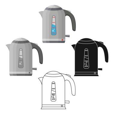 Elektrikli su ısıtıcısı simgesi beyaz arka plan üzerinde izole karikatür tarzı. Mutfak sembol stok vektör çizim.