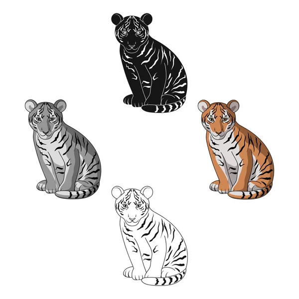 Joven tigre. Animales icono único en el estilo de dibujos animados vector símbolo stock ilustración web . — Vector de stock