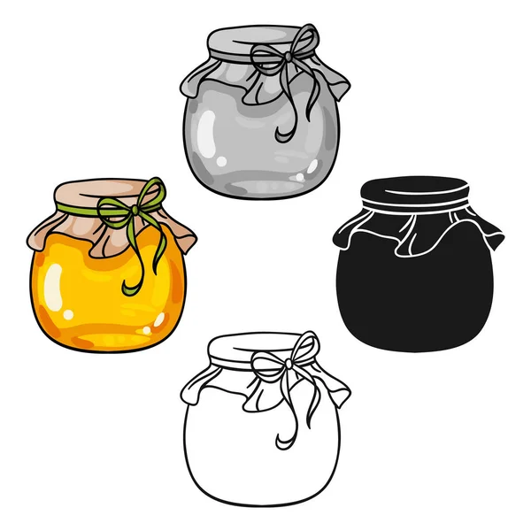 Jar of honey icon in cartoon style isolated on white background. Apairy symbol stock vector illustration — Stock Vector