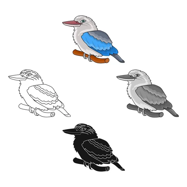 Kookaburra assis sur l'icône de la branche dans le style de dessin animé isolé sur fond blanc. Australie symbole illustration vectorielle de stock . — Image vectorielle