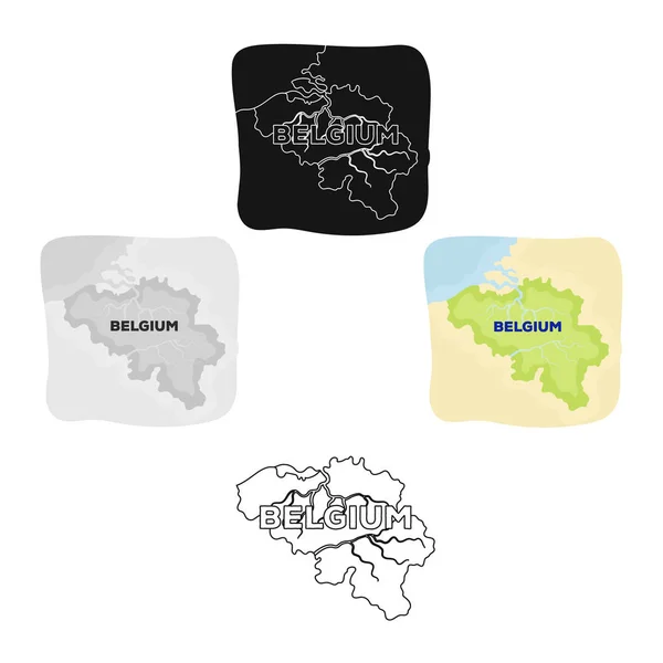 Un fragmento del mapa de Bélgica. El lobo belga oscuro. Bélgica icono único en el estilo de dibujos animados símbolo vectorial stock illustration . — Vector de stock