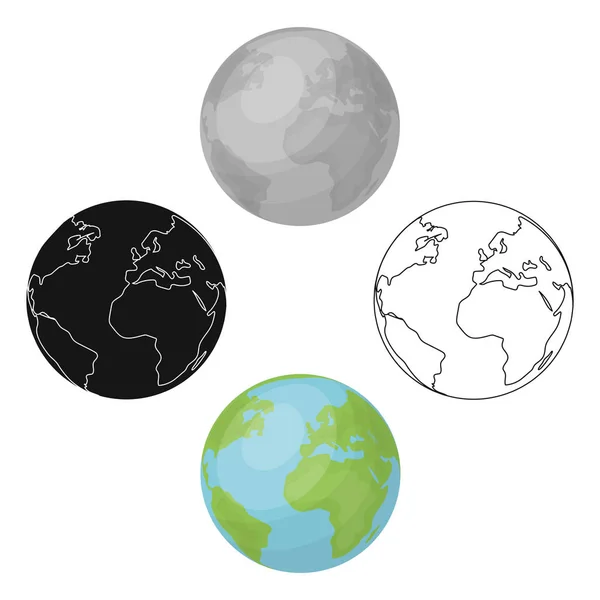 Icona Terra in stile contorno isolata su sfondo bianco. Illustrazione vettoriale stock simbolo bio ed ecologia . — Vettoriale Stock