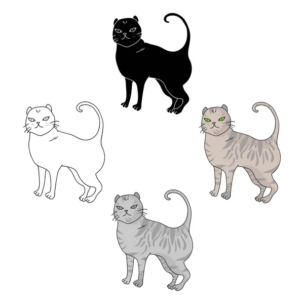 Brytyjski Stenografia ikona stylu kreskówka na białym tle. Rasy kotów symbol Stockowa ilustracja wektorowa. — Wektor stockowy