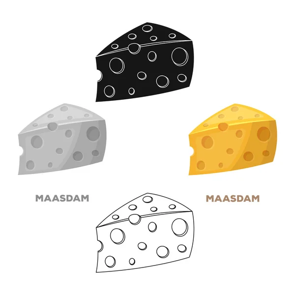 Maasdam.Different tipi di formaggio singola icona in stile cartone animato vettore simbolo stock illustrazione web . — Vettoriale Stock