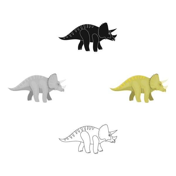 Dinosaure Tricératops icône dans le style de dessin animé isolé sur fond blanc. Dinosaures et symbole préhistorique illustration vectorielle de stock . — Image vectorielle