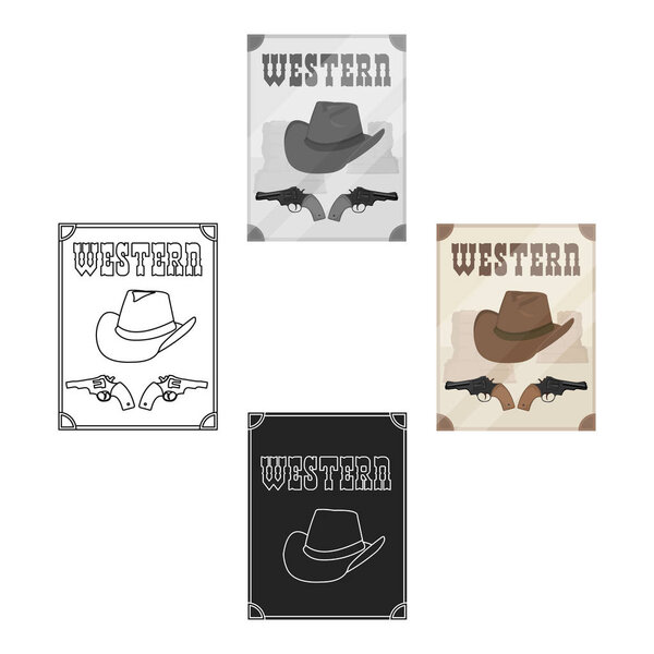 Western movie icon in cartoon style isolated on white background. Films and cinema symbol stock vector illustration.