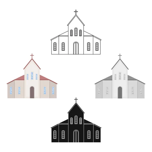 Kyrkan-ikonen i tecknad stil isolerad på vit bakgrund. Begravnings ceremoni symbol lager vektorillustration. — Stock vektor