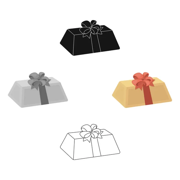 Подарок из плоти с красным бантом. Sweet present.Gifts and Certificates single icon in cartoon style vector symbol stock illustration . — стоковый вектор