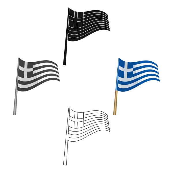 Icono de bandera griega en estilo de dibujos animados aislado sobre fondo blanco. Grecia símbolo stock vector ilustración . — Vector de stock