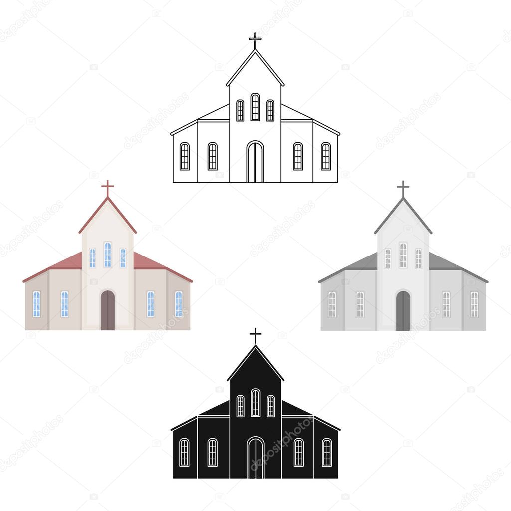 Church icon in cartoon design isolated on white background. Funeral ceremony symbol stock vector illustration.