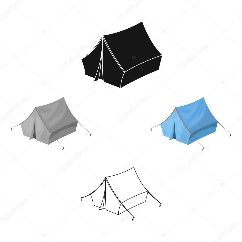Blue tent with pegs.Hippy single icon in cartoon style vector symbol stock illustration .