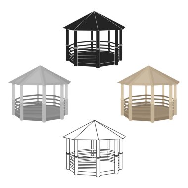 Beyaz arka plan üzerinde izole karikatür tarzı gazebo simgesini. Park sembol stok vektör çizim.