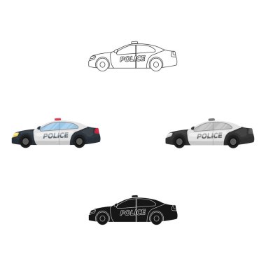 Polis araba simgesi beyaz arka plan üzerinde izole karikatür tarzı. Polis sembol stok vektör çizim.